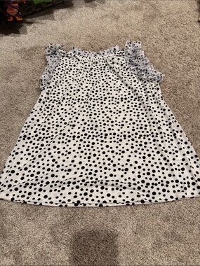 Notations Black and White Polka Dot Ruffle Sleeve Top